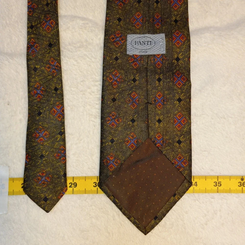 Fanti Vintage Silk Tie GOLD  Geometric Patterned 58